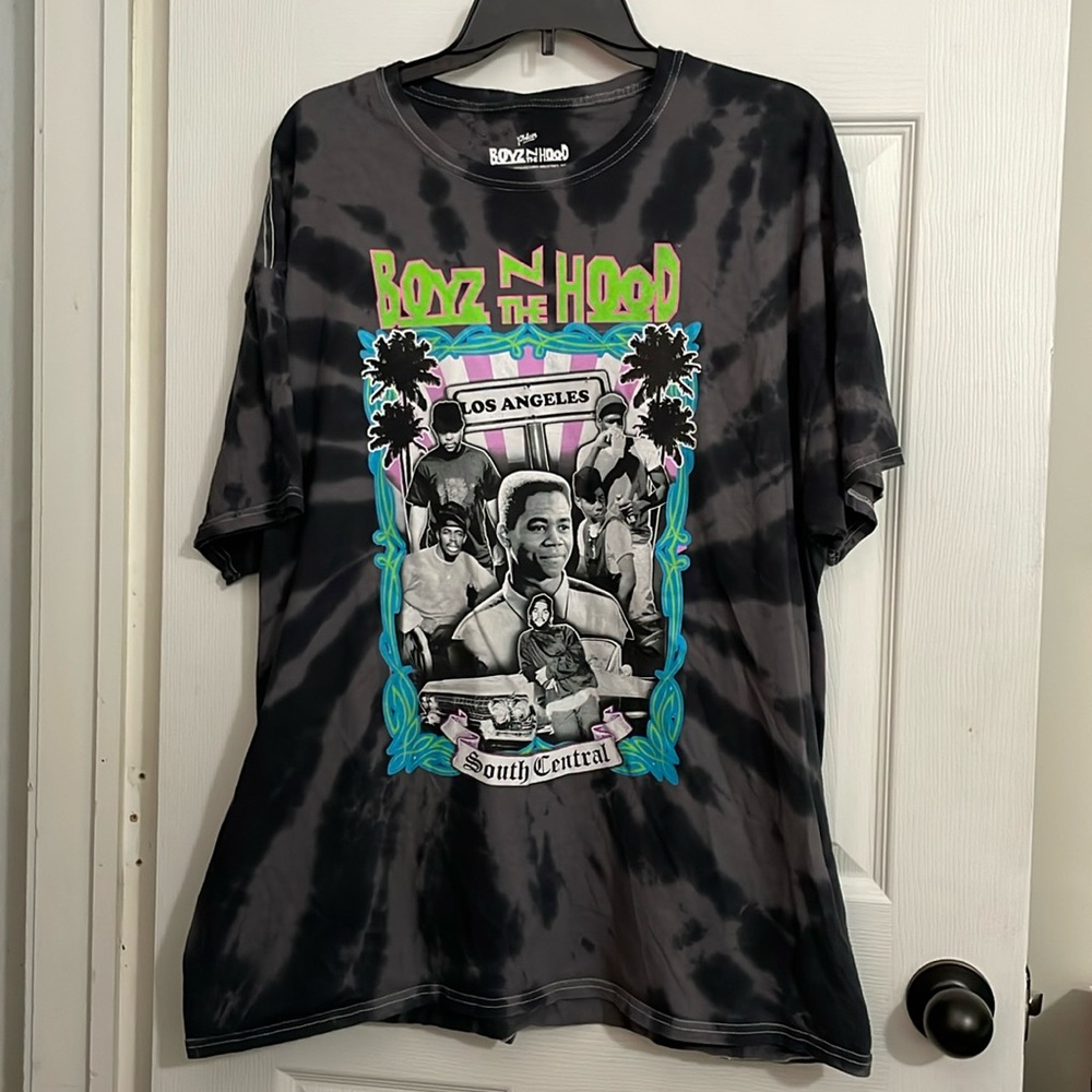 Men's black tie dye PHILCO's "Boys N the Hood" t-shirt. Size XL